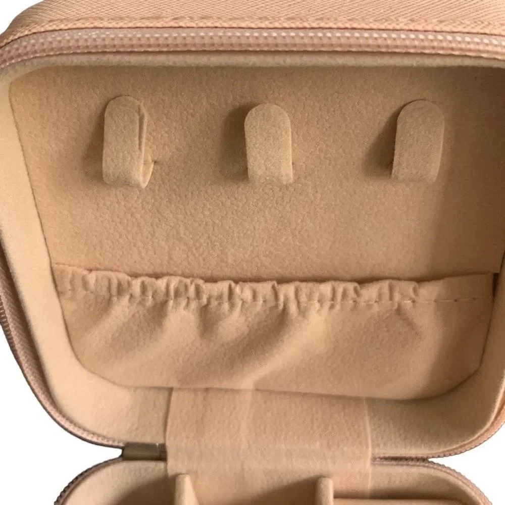 Small Pink Travel Jewelry Case in Vegan Leather